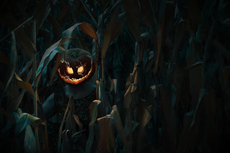 Kreatives Halloween-Portrait mit Kürbiskopf im Maisfeld – Fotografin Vanessa Bambas